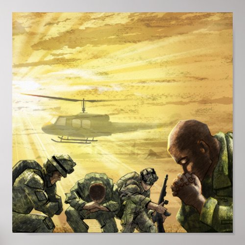 Military Army Soldiers on Battlefield Poster