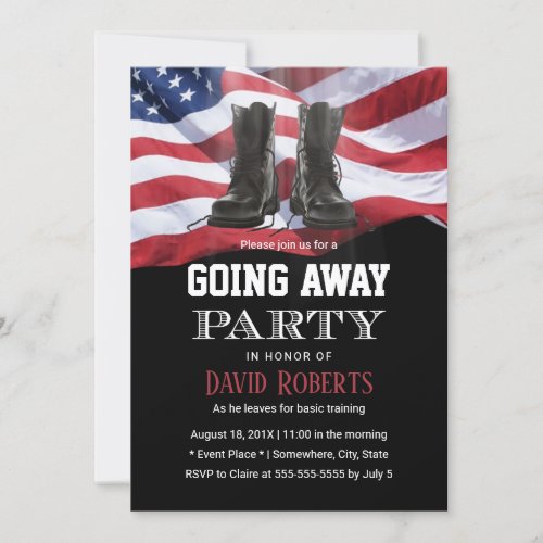 Military Army Solider Going Away Party USA Flag Invitation