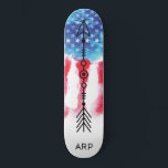 *~* Military ARROW Red White Blue Flag Skateboard<br><div class="desc">*Energetically Enhanced / imbues ARROW silhouette on American Flag * Patriotic American Flag with q ARROW silhouette . . This design features the USA Flag American Flag also known as Old Glory and Stars and Stripes. This Watercolor American Flag design includes the colors Red White Blue in the form of...</div>