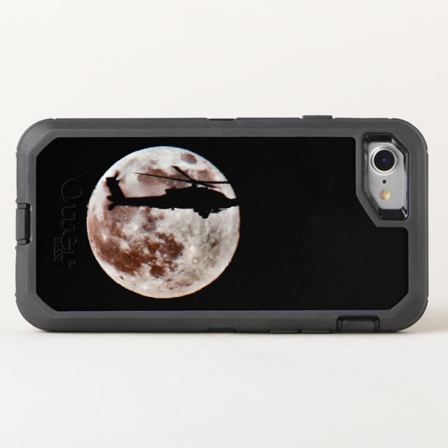 Military Attack Helicopter Against Full Moon Otterbox iPhone Case (Back Horizontal)