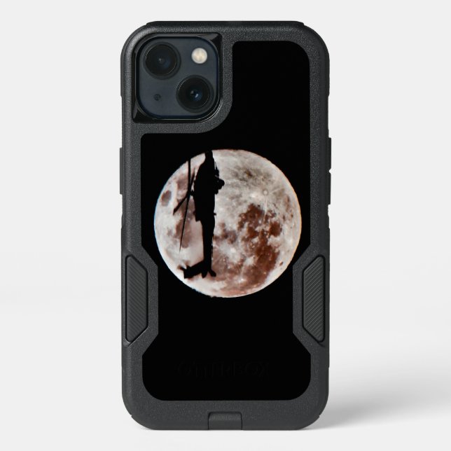 Military Attack Helicopter Against Full Moon Otterbox iPhone Case (Back)