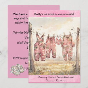 Military Baby Girl Shower Digital Download Invite
