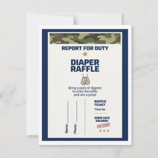 Military Baby Shower Diaper Raffle Ticket Note Card