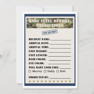 Military Baby Shower Intel Predictions Card