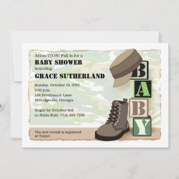 Military Baby Shower Invitation by NaptimeCards at Zazzle