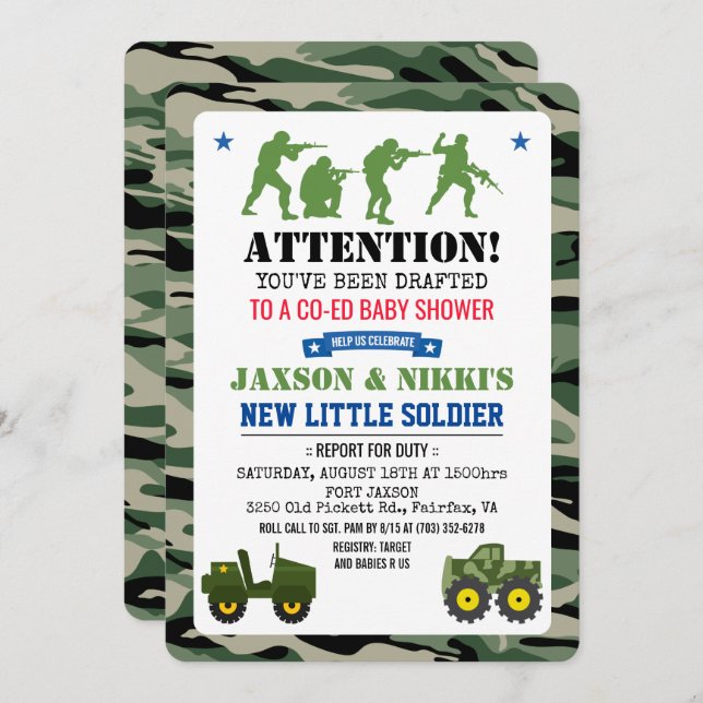 Military Baby Shower Invitation (Front/Back)