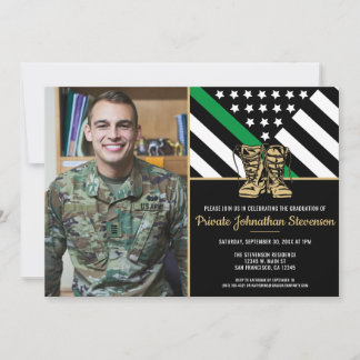 Military Basic Training Graduation Patriotic Photo Invitation