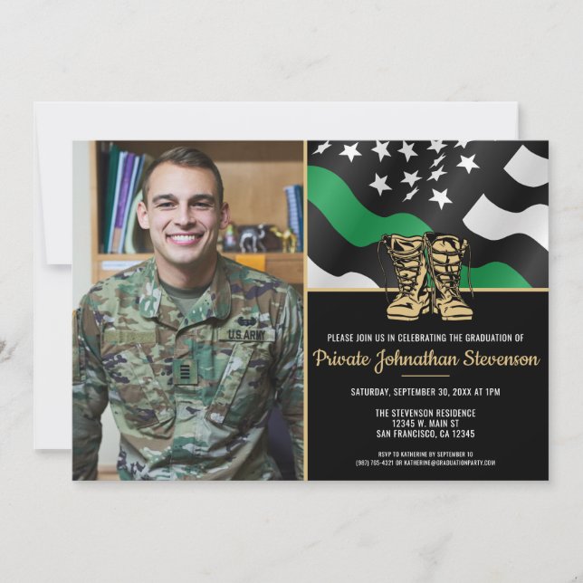 Military Basic Training Graduation Patriotic Photo Invitation (Front)