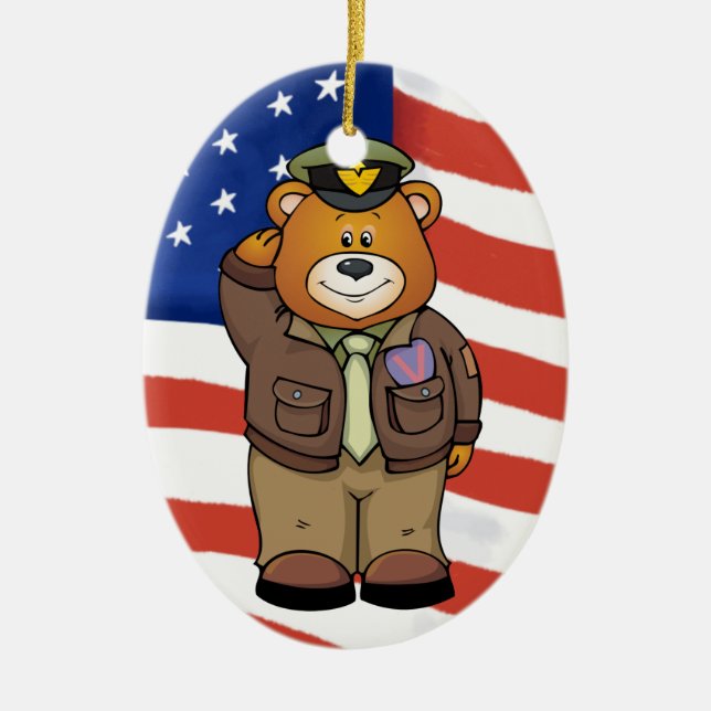 Military Bears Ceramic Ornament (Front)