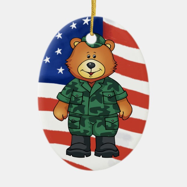 Military Bears Ceramic Ornament (Front)