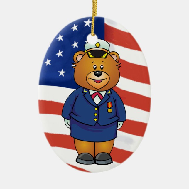 Military Bears Ceramic Ornament (Front)