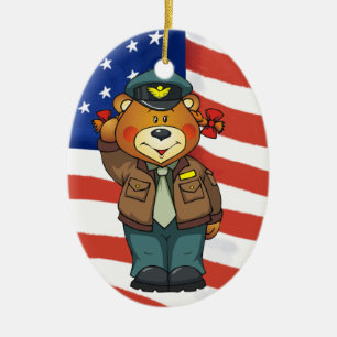 Military Bears Ceramic Ornament