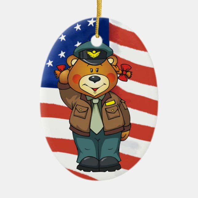 Military Bears Ceramic Ornament (Front)