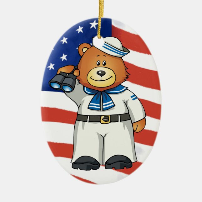 Military Bears Ceramic Ornament (Front)