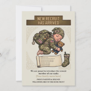Military Birth Announcement New Recruit Girl