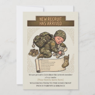 Military Birth Announcement New Recruit Neutral