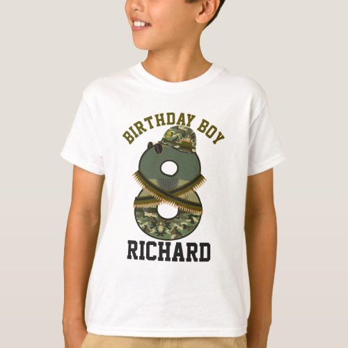 Military Birthday Boy Eight Soldier T_Shirt