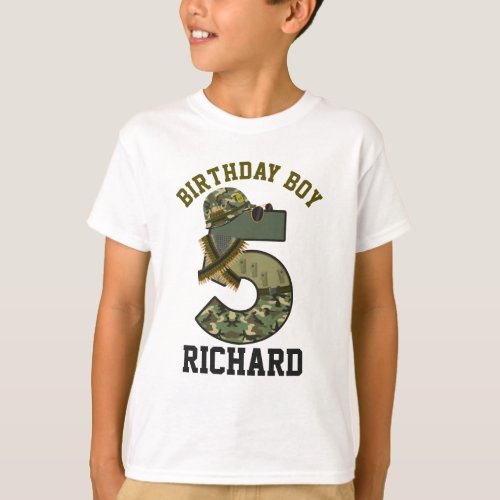 Military Birthday Boy Fifth Soldier T_Shirt