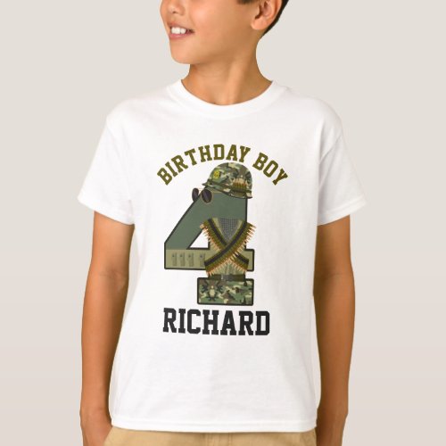 Military Birthday Boy Fourth Soldier T_Shirt