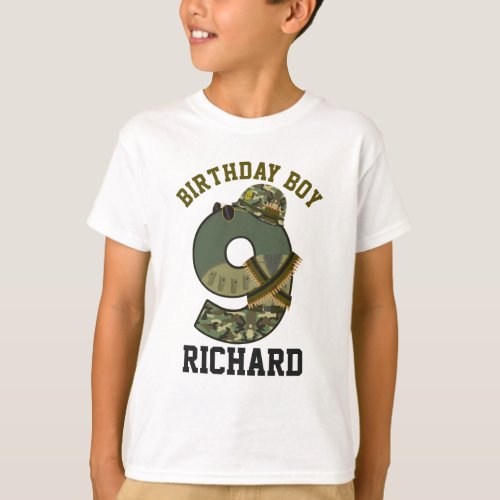 Military Birthday Boy Nineth Soldier T_Shirt