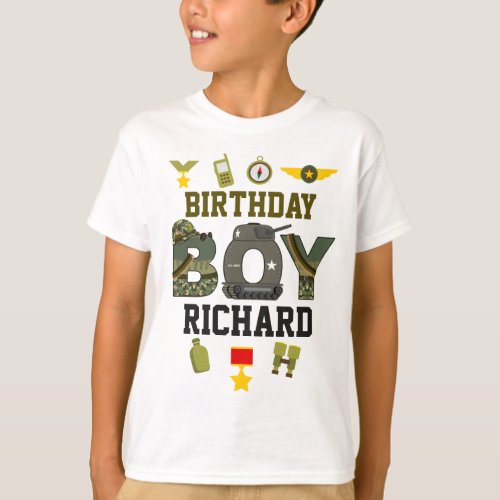 Military Birthday Boy Soldier  T_Shirt