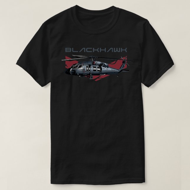 Military Blackhawk Helicopter Airplane T-Shirt (Design Front)