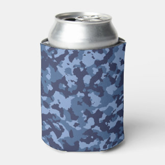 Military Blue Camo Camouflage Pattern  Can Cooler