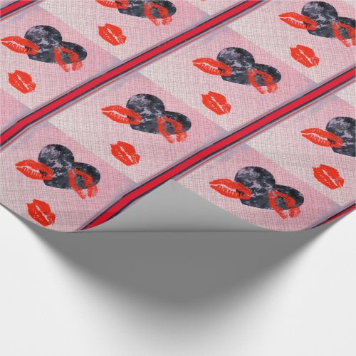 Military Blue Camo Hearts Valentine Wrapping Paper