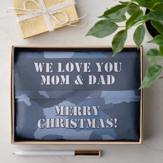 Military Blue Camouflage Custom Merry Christmas Tissue Paper (Gift)