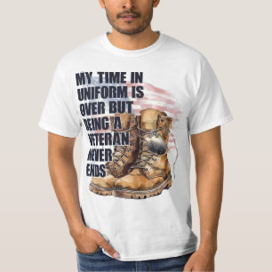 Military Boot Dog Tag Veteran  T-Shirt