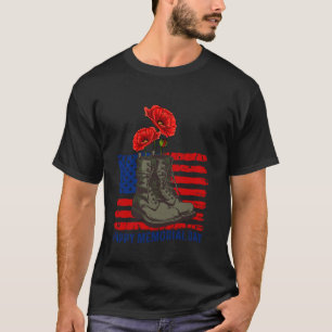 Military Boots American Flag Happy Memorial Day Re T-Shirt