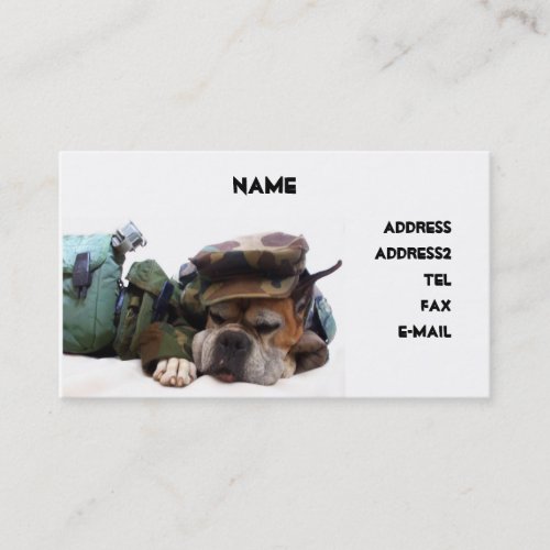 Military boxer dog business card