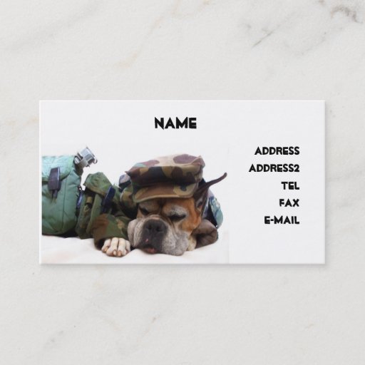 Customizable Military boxer dog business card