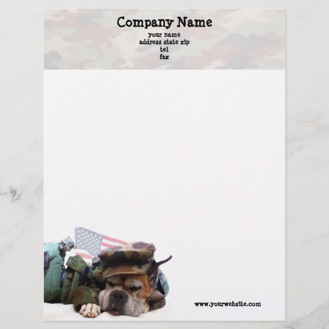 Military Boxer Dog Letterhead (Front)