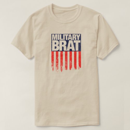 Military Brat with Weathered Flag T_Shirt