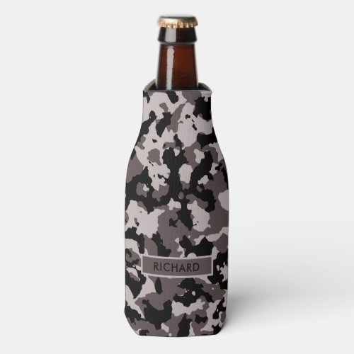 Military Brown Camouflage Pattern Personalized Bottle Cooler