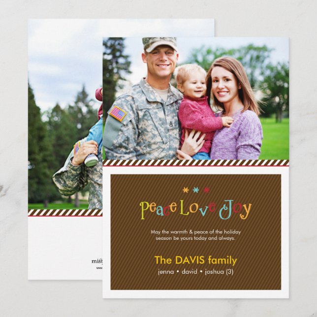 Military Brown Double Sided Holiday Photo Card (Front/Back)