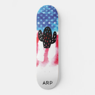 *~* Military CACTUS Red White Blue Flag Skateboard
