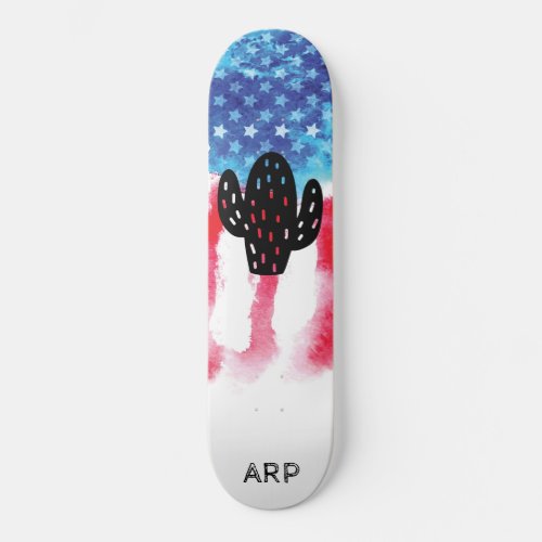  Military CACTUS Red White Blue Flag Skateboard