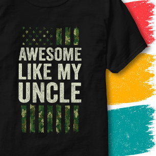 Military Camo American Flag Awesome Like My Uncle T-Shirt
