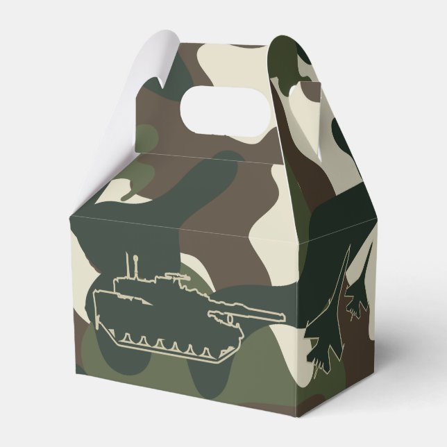 Military Camo Army Birthday Party Favor Boxes (Front Side)