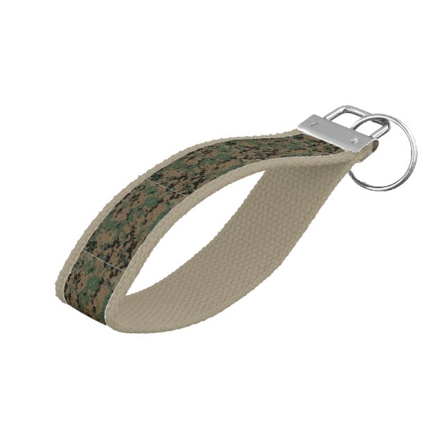 military camo camouflage digital marine pilot art wrist keychain (Angled Up)