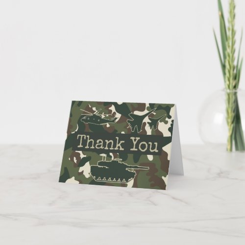 Military Camo Folded Thank You Note Cards
