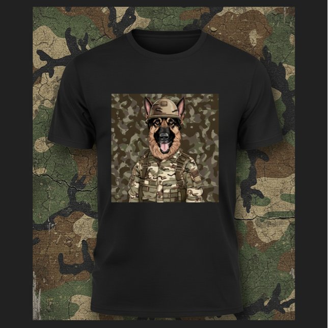 Military Camo German Shepherd T-Shirt (Creator Uploaded)