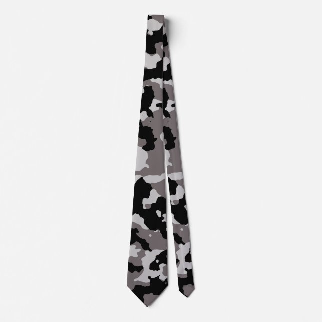 Military Camo Gray Camouflage Neck Tie (Front)