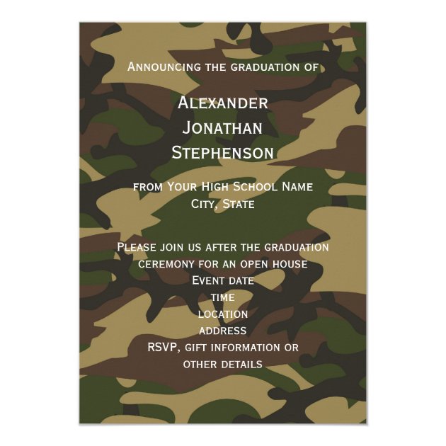 Military Camo Green 3 Photo Graduation Card