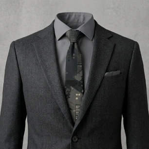 Military Camo Pattern Urban Environments Neck Tie