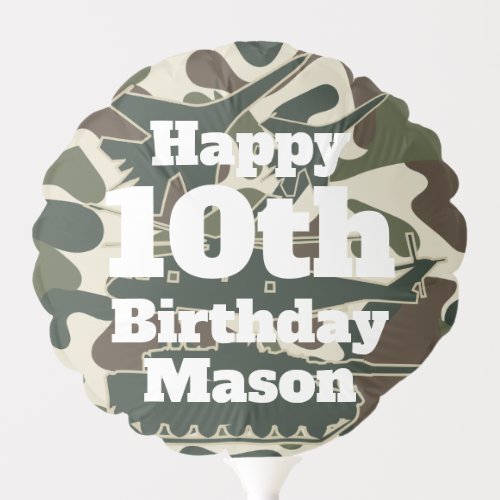Military Camo Personalized Boys Party Birthday Balloon