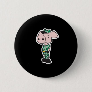 military camo pig pinback button