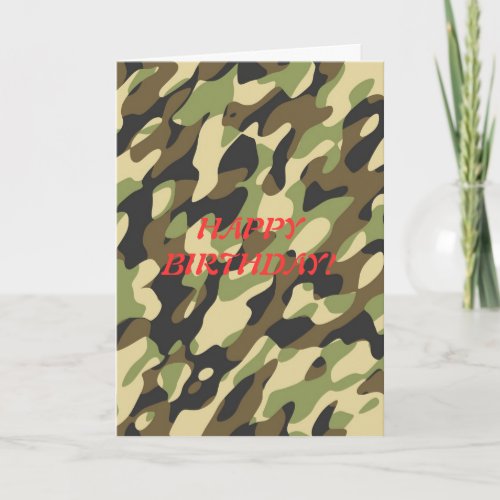 Military camouflage birthday card